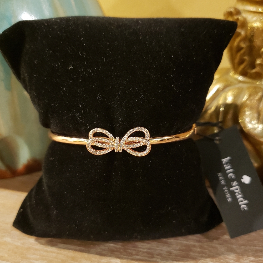 NWT! Kate Spade Rose Gold Bow w/ Crystal Accent Bracelet
